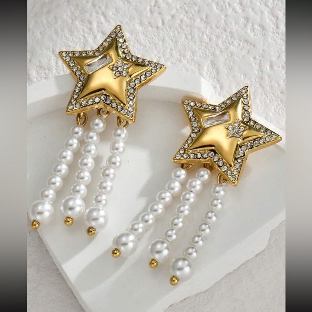 Vintage star earrings A1096 - Picture 2 of 5